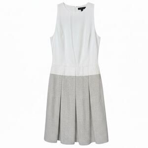 Michele Emanuele Dress Sleeveless Fit & Flare White & Taupe with Stripes - XS